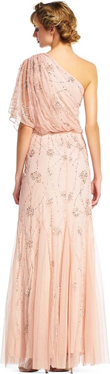 Adrianna Papell Women’s One Shoulder Beaded Gown