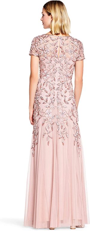 Adrianna Papell Women’s Floral Beaded Godet Gown