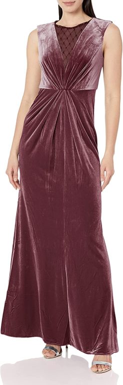 Adrianna Papell Women’s Beaded Velvet Mermaid Gown