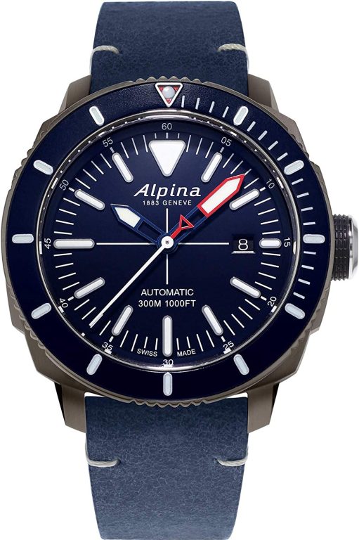 Alpina Men’s Seastrong Diver 300 GMT Automatic, Luminous Markers, Uni-Directional Bezel, 1,000 Feet WR, 44mm