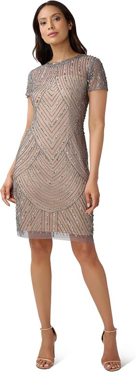 Adrianna Papell Women’s Short Beaded Cocktail Dress