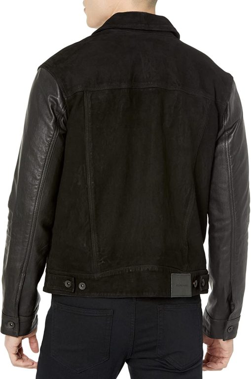 JOHN VARVATOS Men’s Rex Modern Leather Trucker Jacket