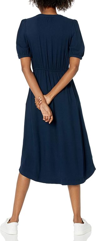 Amazon Essentials Women’s Half-Sleeve Waisted Midi A-Line Dress