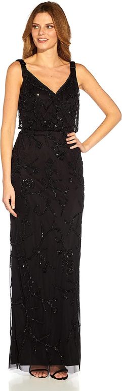 Adrianna Papell Women’s Beaded Surplice Gown