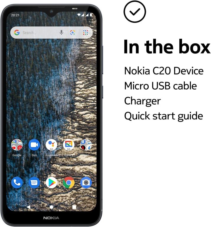 Nokia C20 | Android 11 (Go Edition) | 2-Day Battery | Dual SIM | 2/32GB | 6.52-Inch Screen | Dark Blue
