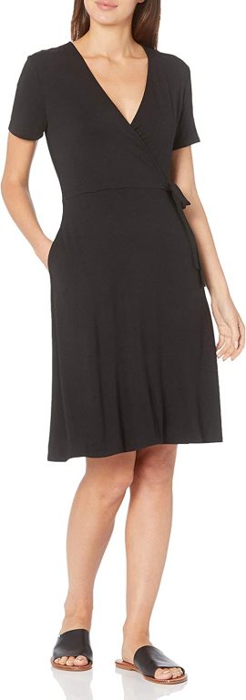 Amazon Essentials Women’s Cap-Sleeve Faux-Wrap Dress