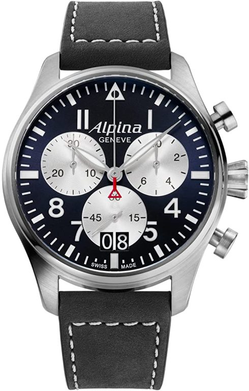 Alpina Men’s Startimer Pilot Chronograph Big Date Watch, Swiss Quartz Movement, Sapphire Crystal 44mm