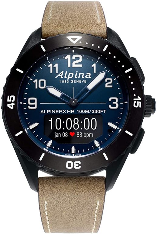 Alpina Men’s Alpiner X Outdoor Connected Watch, Multi-Functional, Activity, Sleep, GPS, Message Notifications, Worldtimer, Digitial LED Screen, Sapphire Crystal, 45mm (Model: AL-284LNN5AQ6L)