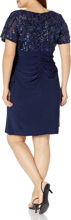 Alex Evenings Women’s Plus Size Short Flutter Sleeve Dress