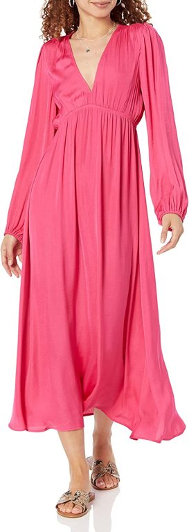 The Drop Women’s Shelly Deep V-Neck Long Sleeve Maxi Dress