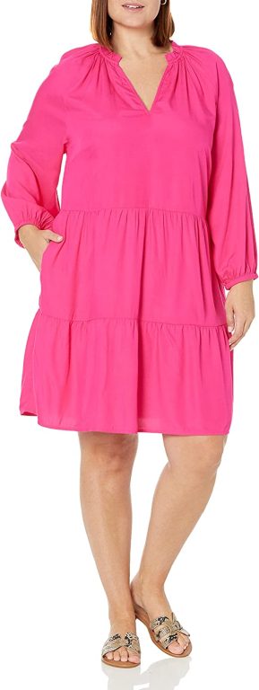 The Drop Women’s @caralynmirand Ruffle-Neck Tiered Mini Dress