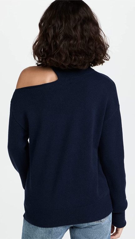 PAIGE Women’s Raundi Sweater with Turle Neck, Shoulder Baring in Deep Navy