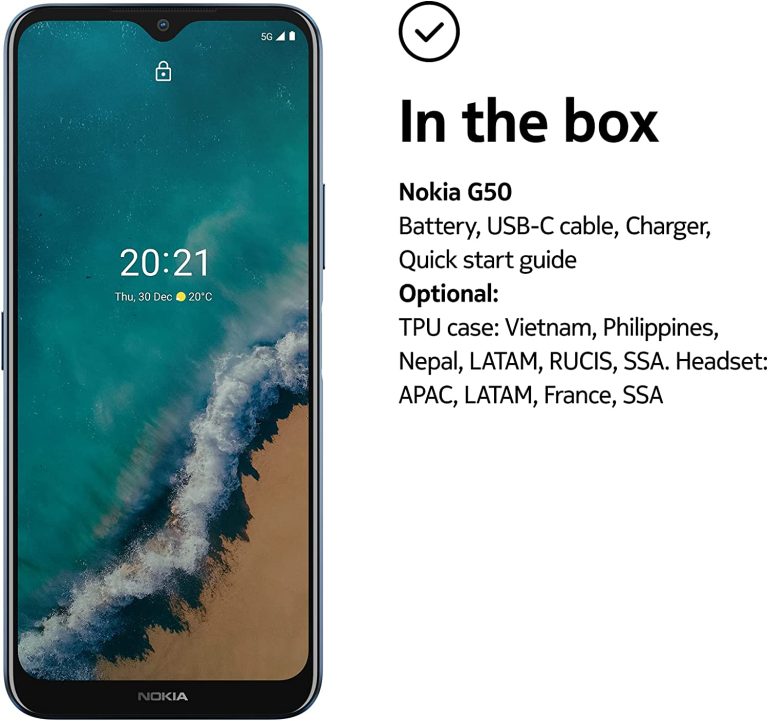 Nokia G50 5G Dual 128GB 6GB RAM Factory Unlocked (GSM Only | No CDMA – not Compatible with Verizon/Sprint) International Version – Blue