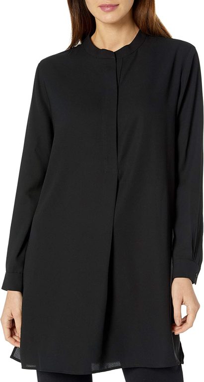 Anne Klein Women’s Pop-Over Blouse with Covered Placket and Side Slits