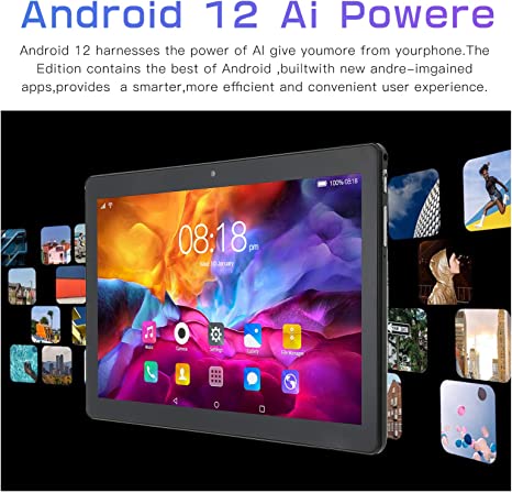 Luqeeg 10.1In Tablet for Android 12, 5G WiFi 6GB RAM 128GB ROM Tablet PC, Ten Core CPU Processing Operating System, Front 200W Rear 500W Dual Camera 1960X1080 IPS 8800mAh Calling Tablet(US Plug)