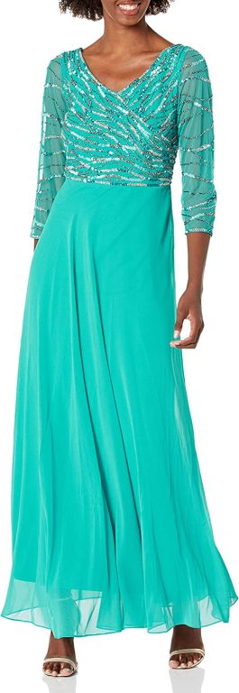 J Kara Women’s 3/4 Sleeve Beaded Dress