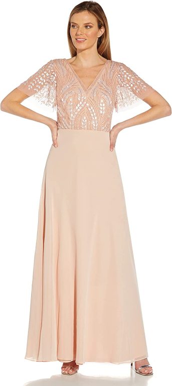 Adrianna Papell Women’s Beaded Chiffon Gown