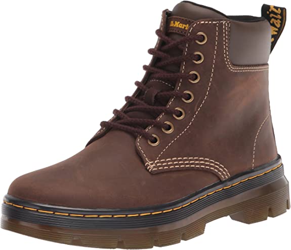 Dr. Martens Unisex Lace Fashion Boot, Dark Brown Wyoming & Dark Brown Hi Suede Wp, 7 US Men