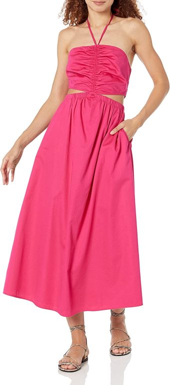 The Drop Women’s Brinda Cotton Cut-Out Halter Maxi Dress