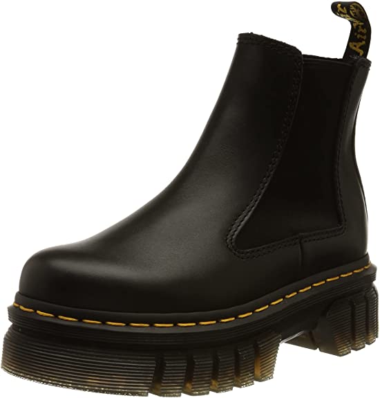 Dr. Marents Women’s Audrick Platform Chelsea Boot, Black Nappa Lux