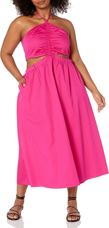 The Drop Women’s Brinda Cotton Cut-Out Halter Maxi Dress