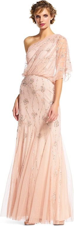 Adrianna Papell Women’s One Shoulder Beaded Gown