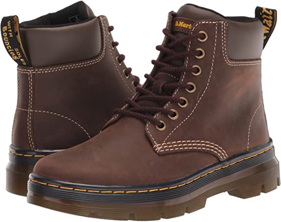 Dr. Martens Unisex Lace Fashion Boot, Dark Brown Wyoming & Dark Brown Hi Suede Wp, 7 US Men