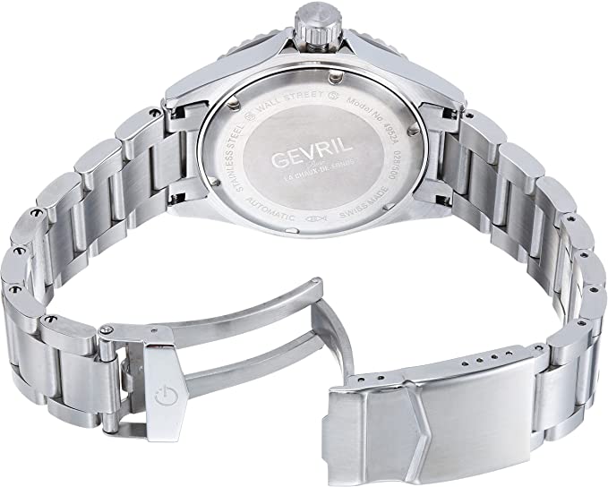 Gevril Men’s Wall Street GMT Stainless Steel Watch, 316L Stainless Steel Bracelet