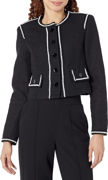 Karl Lagerfeld Paris Women’s Tweed Long Sleeve Everyday Fashion Sport Jacket