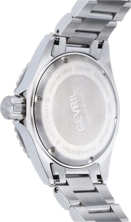 Gevril Men’s Wall Street GMT Stainless Steel Watch, 316L Stainless Steel Bracelet