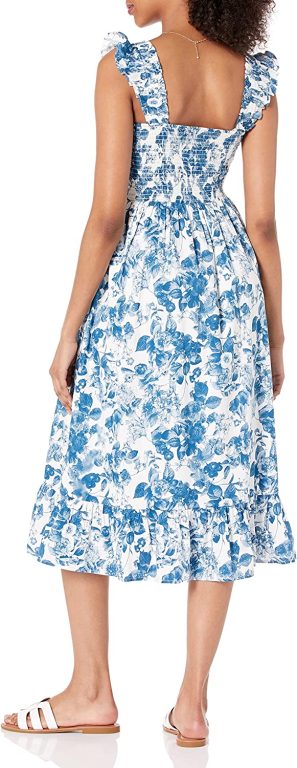 The Drop Women’s Kimi Ruffled-Shoulder Smocked Midi Dress