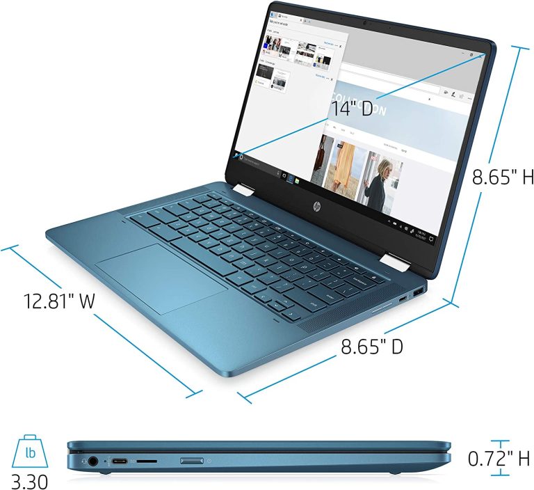 HP Laptop X360 14a Chromebook 14″ HD Touchscreen, Entertaining from Any Angle Intel Celeron, 4GB LPDDR4 64GB eMMC WiFi Webcam Stereo Speakers Bluetooth 4.2 Chrome Blue Metallic Color (Renewed)