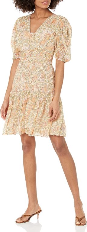 Shoshanna Women’s Aubrey Puff Sleeve Smocked Mini Dress