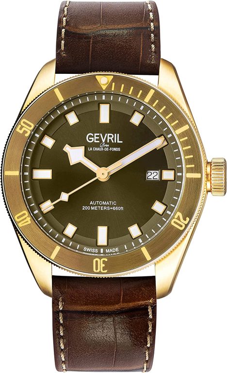 Gevril 48605.2 Men’s Yorkville Swiss Automatic Watch, Genuine Leather Strap with Tang Buckle