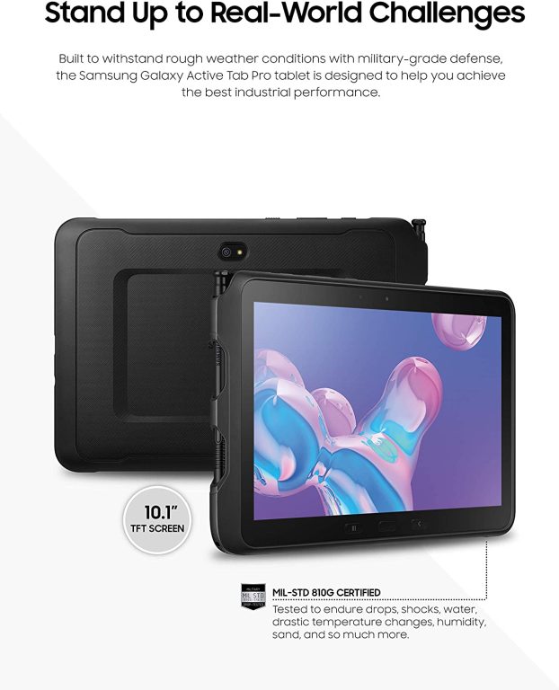 Samsung Galaxy Tab Active PRO 10.1″ | 64GB & LTE (UNLOCKED) Water-Resistant Rugged Tablet, Black – SM-T547UZKAXAA