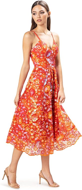 Dress the Population Women’s Maren Fit and Flare Midi Dress