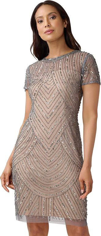 Adrianna Papell Women’s Short Beaded Cocktail Dress