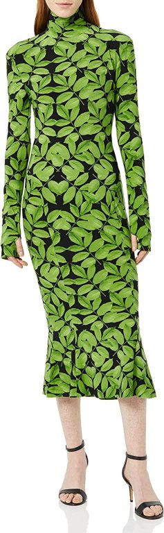 Norma Kamali Women’s Long Sleeve Turtle Fishtail Dress to Midcalf