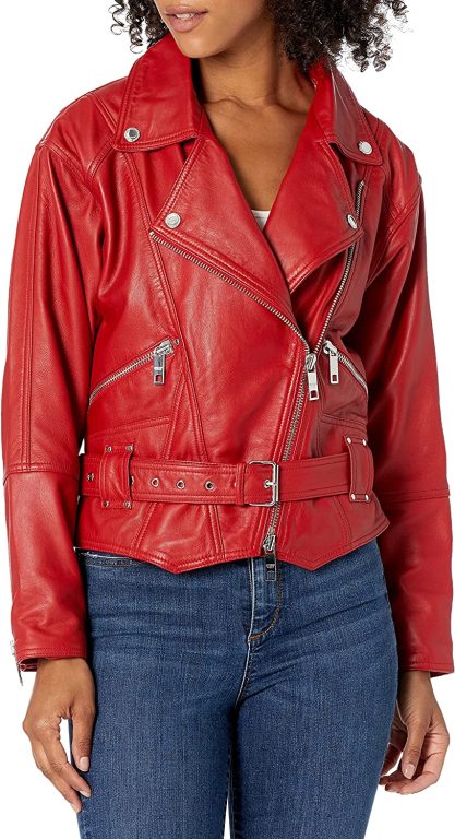 HUDSON Women’s Red Leather Jacket