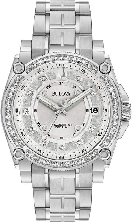 Bulova Precisionist 3-Hand Date in Stainless Steel, Diamond Accents and Sapphire Crystal Style: 96R226