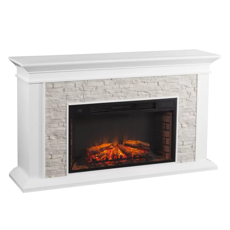 Southern Enterprises Candore Heights Stand Alone Electric Fireplace, White