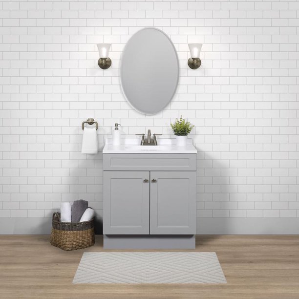 Wonline 36″ White Bathroom Vanity Wood Cabinet and Mirror Vanities Set Free Standing Vanity Only