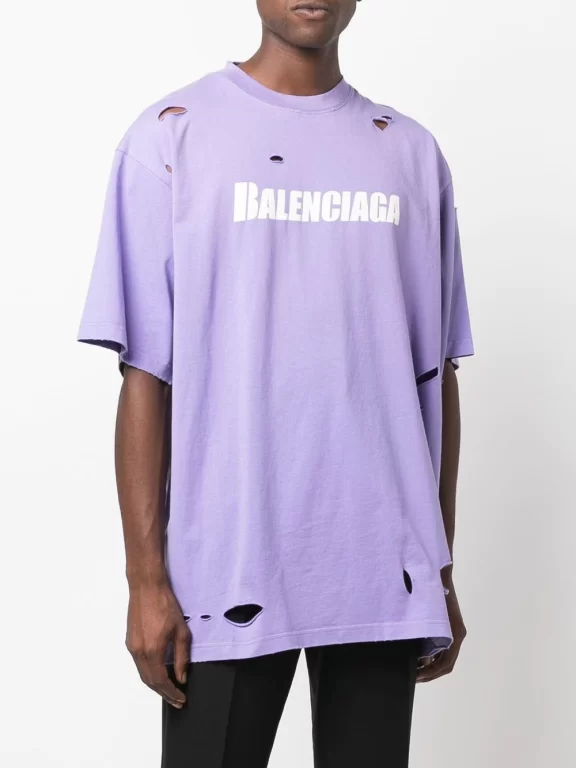 Balenciaga logo print distressed-finish T-shirt