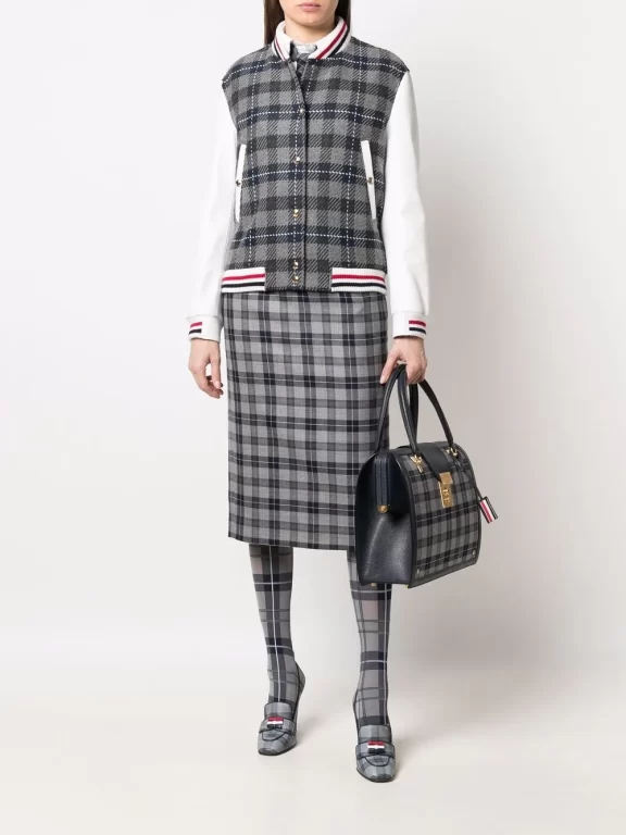 Thom Browne TB tartan cashmere varsity jacket