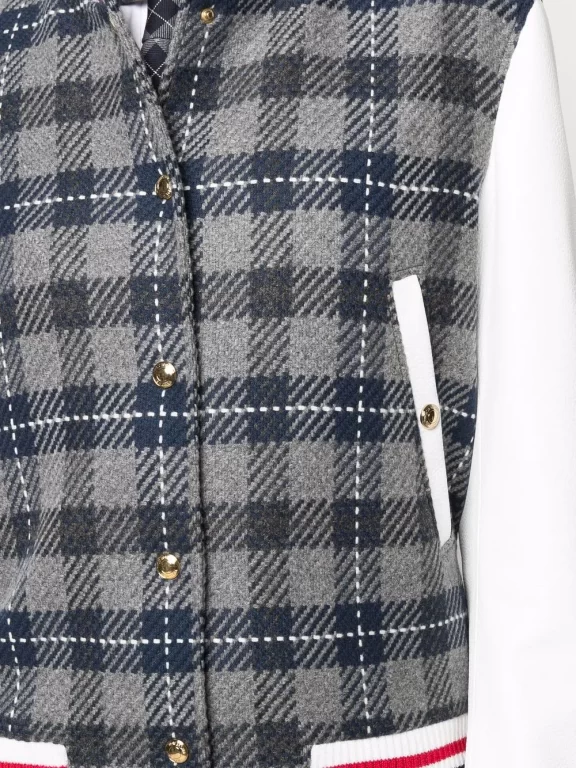 Thom Browne TB tartan cashmere varsity jacket