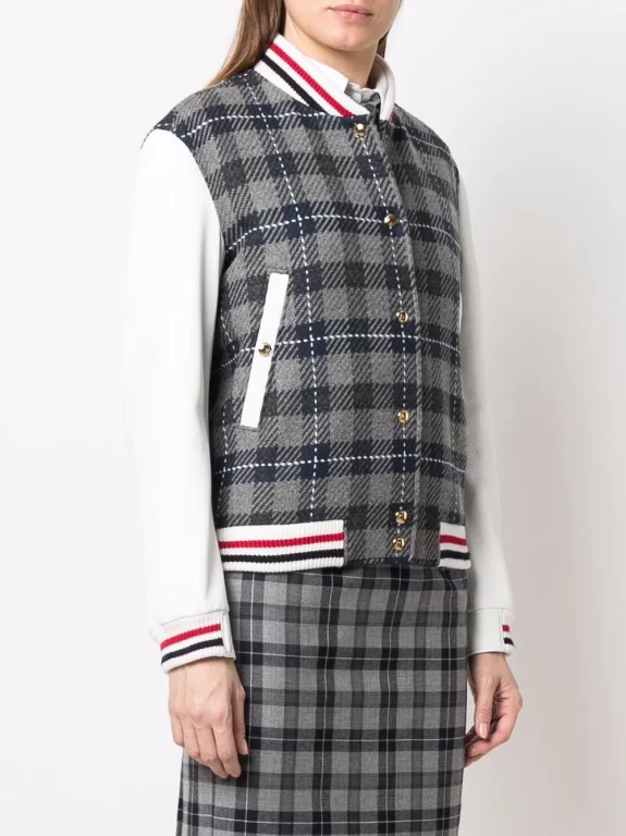 Thom Browne TB tartan cashmere varsity jacket