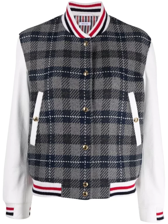 Thom Browne TB tartan cashmere varsity jacket