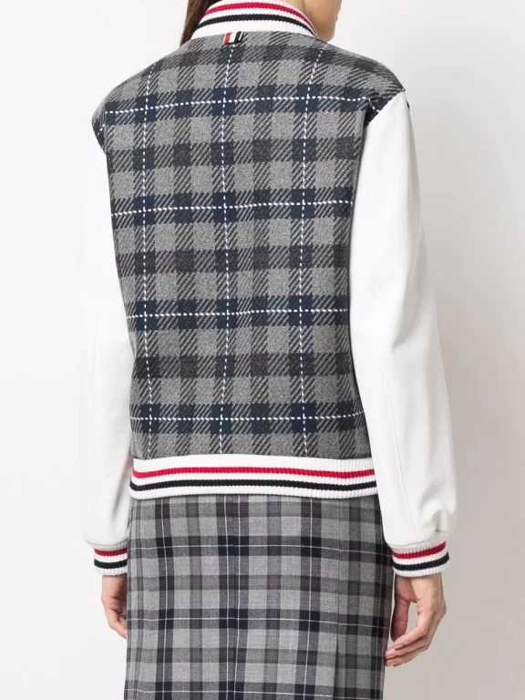 Thom Browne TB tartan cashmere varsity jacket