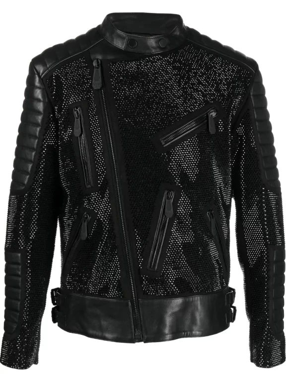 Philipp Plein leather disco biker jacket