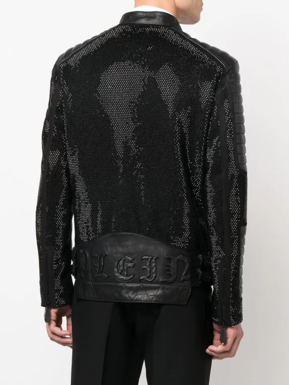 Philipp Plein leather disco biker jacket